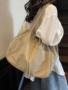 Cotton Canvas Bag Leisure Travel Commuting Large Capacity Drawstring Multi-Pocket Casual Storage Bag for Work And Travel