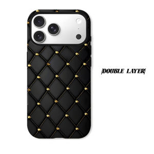 BILIBILI | black gold tufted diamond Phone Case for iPhone 18 17 16 15 14 13 12 11 Air Pro Max Plus Double-layer Cover