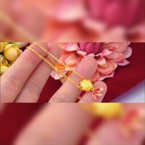 สร้อยทองคำแท้ สร้อยคอทองคำ 24k สร้อยคอจี้ปลาสีทองของผู้หญิง สร้อยคอทองคำ ทองปลอม ของขวัญแต่งงาน สร้อยคอจี้ สร้อยคอแฟชั่น