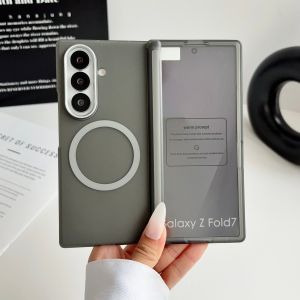 szhaiyu | With Glass Screen Protector Matte Phone Case for Samsung Galaxy Z Fold 8 Ultra 7 6 5 for Magsafe Magnetic Hinge Protective Cover