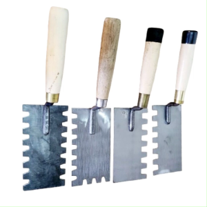Bay Xây Dựng Rãnh Răng Cưa Hình Thang Lớn 12x10x15mm 2 Cạnh Song Song - Lưỡi Thép Chữ Nhật 90x160mm Cán Gỗ Cứng Cáp Bền Bỉ