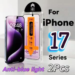 2Pcs 9H Tempered Glass Screen Protector for IPhone17 Promax Air 16 15 14 13 Pro Max Anti Blue Light Dust Free Quick Installation