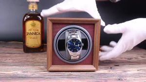 กล่องหมุนนาฬิกา 1 เรือน วอลนัทสีดำไม้ Watch Winder กล่องนาฬิกา กล่องหมุนนาฬิกาอัตโนมัติ ปรับได้สามเกียร์