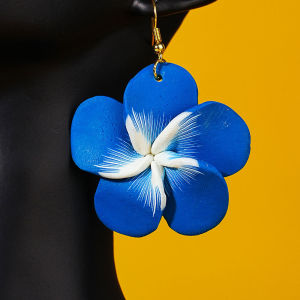 Exaggerate Handmade Rose Flower Polymer Clay Drop Earrings Blue Rose Red Clay Dangle Earrings For Women Jewelry Party Gifts