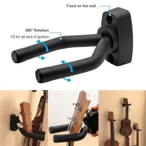 1 Pcs Guitar Hanger Hook Holder Bracket Display Guitar Accessories Wall Mount Stand Rack Guitar Bass Guitar Hook Adjustable Rotatable Easy To Install (Black)