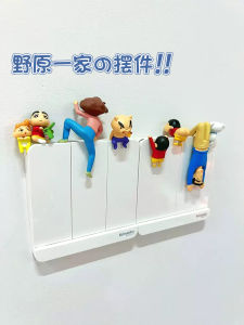 Cartoon Character Switch Stickers Decorative Wall Decals Home Decor Visible Doorbell Hand Figurines Panel Decor Resin Material