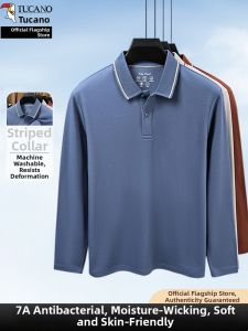 TUCANO | Autumn New Turn-down Collar Simple Color Polo Shirt for Middle-aged and Elder Men