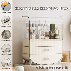 Vision 3Layer Transparent Cosmetic Storage Box with Lipstick Holder Dustproof Makeup Organizer with Clear Lid Large Capacity Skin Care Products Stationery Storage Container