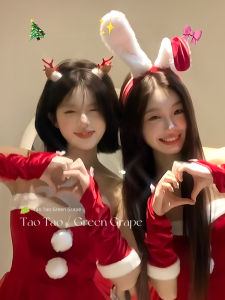 คริสต์มาสกํามะหยี่ Antler กิ๊บติดผม น่ารัก สีแดงกระต่ายหูคอสเพลย์ Hairband กวางปาร์ตี้ตกแต่ง Headwear < Ne1> Fresh Out