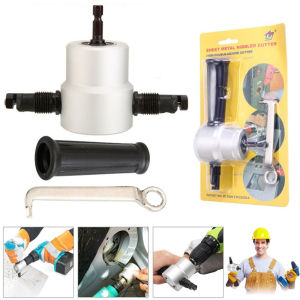Metal Sheet Double Headed Nibbler Cutter Drill Attachment Cutting Tool withWrench Metal Cutting Double Head Sheet Nibbler Metal Cutter