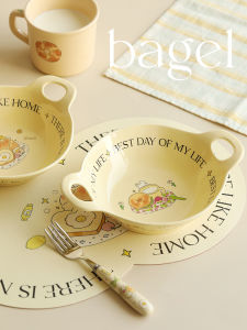 Large Size Bread Rabbit Double Ear Plate Home Use Microwave Safe Japanese Style Dessert Deep Dish Ceramic Food Serving Plate