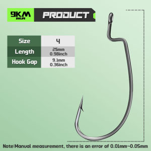 9KM EWG Worm Hooks 25Pcs Ewg Fishing Hook Offset for Bass Fishing Live Bait Hooks Texas Rig Saltwater Freshwater
