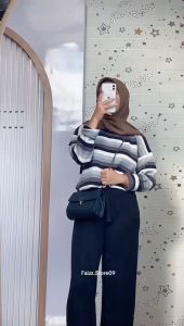 Oneset Sweater Niruha Setelan Celana Kulot Rajut Premium Wanita Lengan Panjang Kekinian