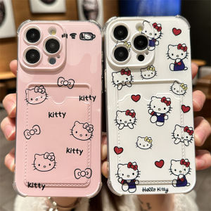 Cute Cartoon Hello Kitty Phone Case for 15 pro Max 17 14 pro New 12 Soft X Women 13 Small Card 11 Katty Cat XR XS Max Lovely 8 plus
