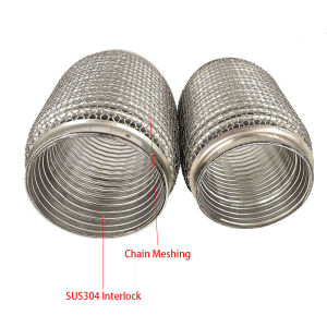 Stainless Steel SUS304 Exhaust Flex Pipes Tube Flex Coupler With Interlock Super Flexible 63*150mm 76*150mm 63x100mm 76x100mm