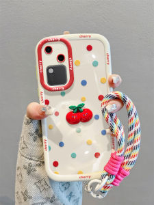 Fashionable Silicone Phone Case for Vivos18 S15 S17pro S16e Full Cover Curved Screen Protection Womens Style Anti-Fall Cherry Pattern