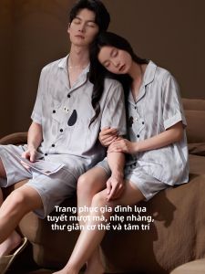 LEZIMENG | Cute Cartoon Ice Silk Cool Sensation Sleepwear Set Short Sleeve Shorts