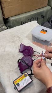 Bộ còi sên ô tô. xe máy và nhại 3pro. Còi sên tím+ nhại điện 12/24v.