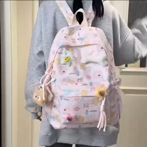 กระเป๋าเป้ลายดอกไม้น่ารักๆ กระเป๋าสะพายหลัง เป้เดินทาง ผ้าไนลอน น้ำหนักเบา วัสดุแข็งแรง ทนทาน สำหรับผู้ชาย/ผู้หญิง