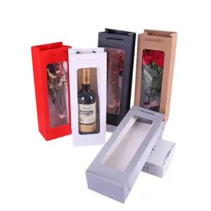 Rectangular Shaped Solid Colour Plain Wine Paper Bag For Flower Arrangement Event Party Gift Bottle Beg