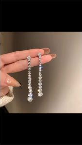 Hot Sale Temperament Luxury Sparkly Zircon Long Tassel Dangle Earrings For Women Korean Wedding Engagement Jewelry Accessories