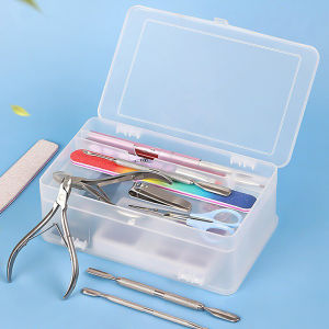 Double Layer Nail Art Organizer Box 2-in-1 Flip-Open Tool Case with Divided Compartments Large Capacity Storage for Gel Polish Brushes