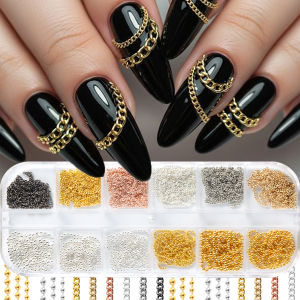 Metal Nail Art ChainsGold Silver Nail Chain 3D Nail Decoration Charm Personality Nail Jewelry Nail Design Ornament for Manicure