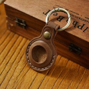Thickened Genuine Leather AirTag Protective Case Handmade Sewn Digital Tracker Protector Does Not Affect Signal JAZZYEYE