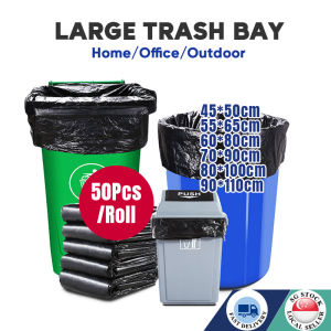 50PCS Trash Bag LargeHeavy Duty Garbage Bag Big Rubbish BagBin Bag Thickened Plastic bag
