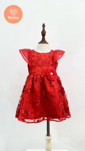 Đầm Dạ Hội Tamiuy Ren Đuôi Cá Màu Đỏ 3 Lớp Tùng Xòe Công Chúa (1-10T)