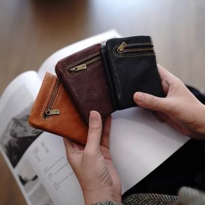Handmade Short Wallet Womens Leather Card Holder Money Clip Soft Vintage Small Genuine Leather Texture Practical Compact Size