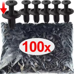 100/5pcs 8mm Plastic Fasteners Screws Universal Car Bumper Fenders Black Rivets Car Fastener Push Pin Clips Auto Accessories