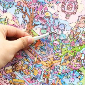 TIANZI Cartoon Miniature Scene 5 Pcs 3D Landscaping Stickers DIY Cabin Scene Stacking and Pasting Hand Account Cute Stationery