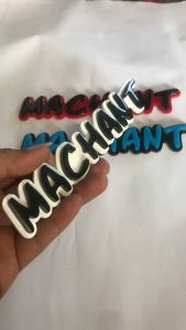 EMBLEM VARIASI MOTOR ATAU MOBIL TULISAN MACHANT HURUF  TIMBUL 3D BAHAN RESIN