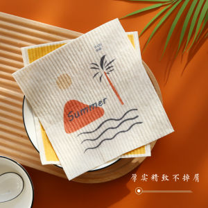 Natural Environmental-Friendly Cellulose Sponge Dish Towel Absorbent Cloth Thickened Wet and Dry Cleaning No Lint Shedding