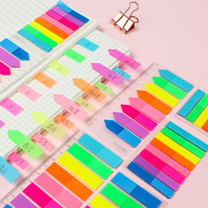 ZEEMIN 5 Colors*20 Sheets Fluorescent Color Transparent Index Sticky Note Bookmark Student Message Memo Pad