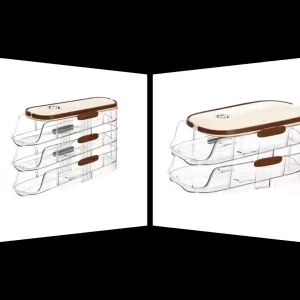 Gentle Slope Design Rolling Egg Dispenser Fridge Space Saver Container Rack Holder Kitchen Storage Tray Organizer Refrigerator Safe TH
