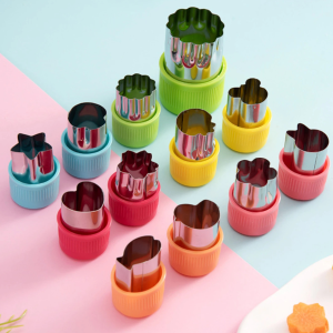 Leeseph 12 Pcs Vegetable Cutter Shapes Sets Mini Size Cutters Fruit Cutters Kids Food Cutters Pastry Stamps Mold Biscuits