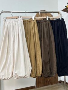 INS Minimalist plus Size 150.00kg Plus Size Ladies Shoelace Drawstring Elastic Waist Bloomers Loose All-Matching Slimming Casual Pants