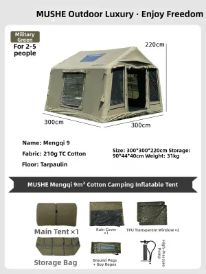 MUSHE | Large Inflatable Waterproof Camping Tent for Outdoor Adventure Cotton Material