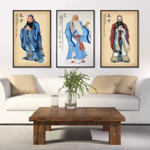 New Chinese Style Decorative Painting of Confucius And Laozi for Entrance Hall Classroom Training Center Study Room Wall Art