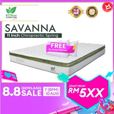 ECOlux - Savanna 11inch HOTEL Grade | Chiropractic Spring Mattress | Back Support | Medium Firm | Tilam