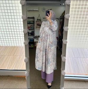 NEW SET LONG ARUNAA PREMIUM TERLARIS SETELAN TUNIK WANITA KEKINIAN ONESET MUSLIMAH BUSUI SET OOTD HIJABERS