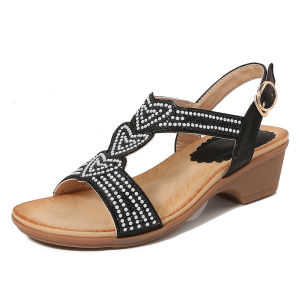 COD 2024Ladies shoes cross-border bohemian new fashion rhinestone sandals Korean version platform wedge heel womens shoesDSSADGDA