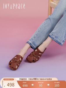 Joy&Peace Womens Leather Clog Shoes Summer New Style Vintage Birkfoot Soft Wood Slippers round Toe Flat Heel Rubber Sole