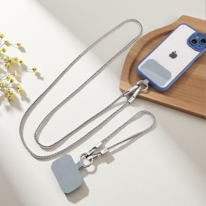 1Pc Mobile Phone Lanyard With A Slanted Body Long Shoulder And Back Sturdy And Durable Metal Chain Decoration Pendant Detacha