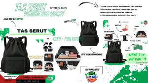Tas Serut Waterproof Anti Air: Tas Serut Motif Terbaru, Multifungsi Olahraga & Sekolah