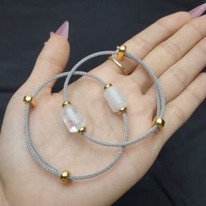 Q694 Vòng lu thống Thạch Anh Trắng thể băng dây cáp Kim và Thuỷ - Phong Thuỷ TUDO P