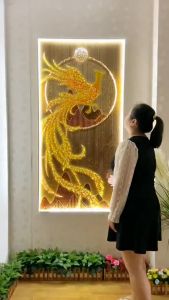 Tranh Đính Đá Pha Lê  Đèn LED Phượng Hoàng Biểu tượng Quyền UY Sức Mạnh Cao Cấp Treo Tường Decor Phòng Khách Phòng Ngủ Hành Lang...