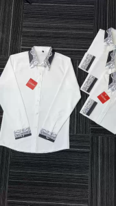 Áo sơ mi nam boy phố tay dài  vải cotton co giãn thoáng mát phối chữ trẻ trung sang trọng mẫu mới-ATC77SHOP